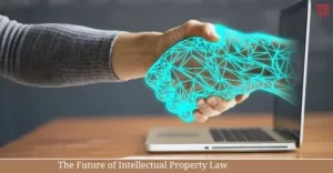 A man shaking hand with future technology